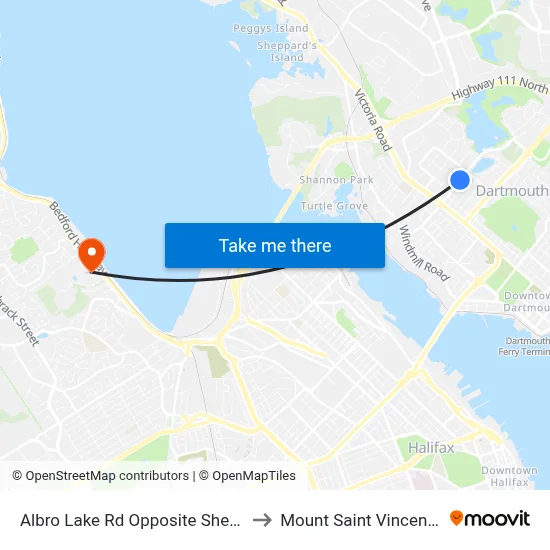 Albro Lake Rd Opposite Sheridan St (6024) to Mount Saint Vincent University map