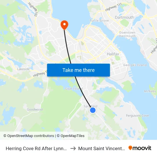 Herring Cove Rd After Lynnett Rd (6849) to Mount Saint Vincent University map