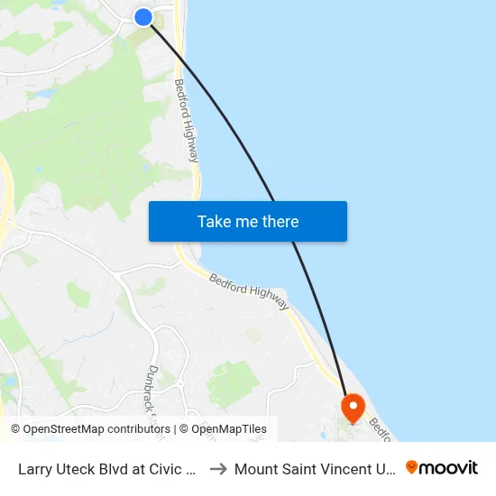 Larry Uteck Blvd at Civic 54 (7124) to Mount Saint Vincent University map
