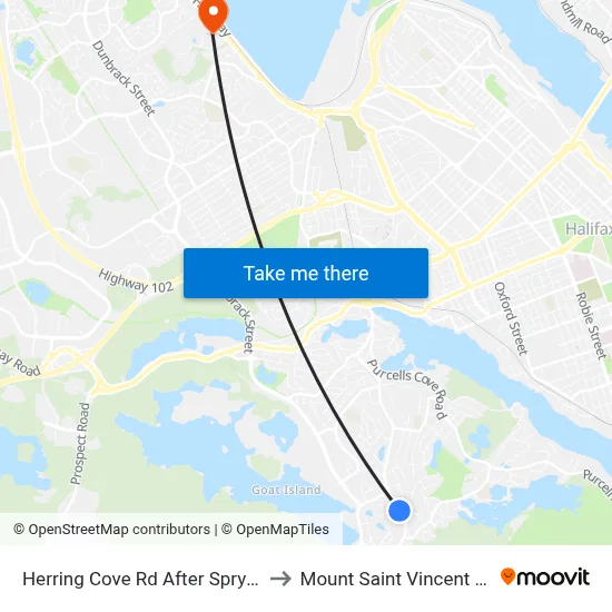 Herring Cove Rd After Spry Ave (6845) to Mount Saint Vincent University map