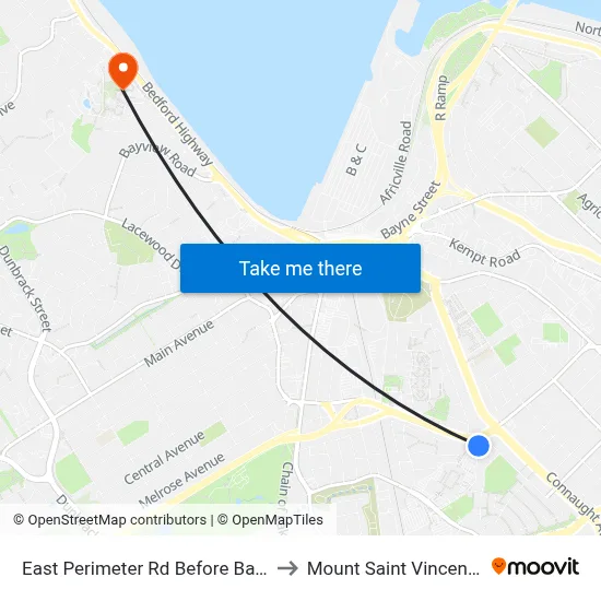 East Perimeter Rd Before Bayers Rd (6619) to Mount Saint Vincent University map