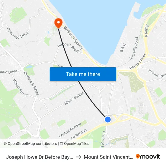 Joseph Howe Dr Before Bayers Rd (6981) to Mount Saint Vincent University map