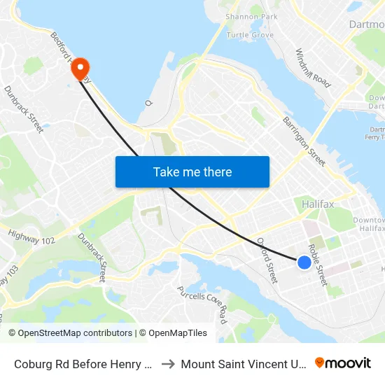 Coburg Rd Before Henry St (6454) to Mount Saint Vincent University map