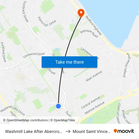 Washmill Lake After Abercrombie Lane (7445) to Mount Saint Vincent University map