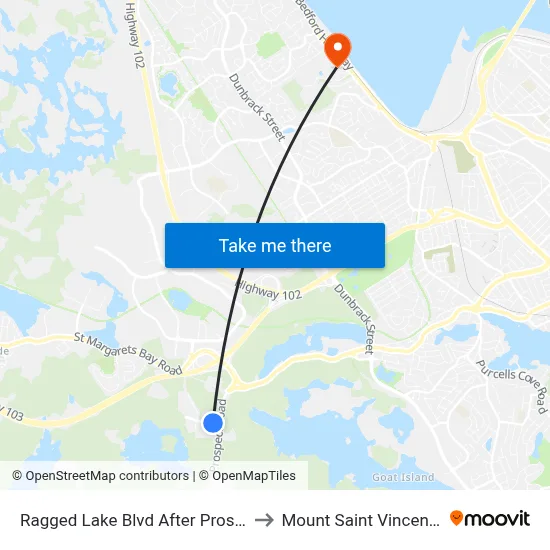 Ragged Lake Blvd After Prospect Rd (8807) to Mount Saint Vincent University map