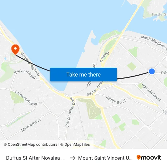 Duffus St After Novalea Dr (6582) to Mount Saint Vincent University map