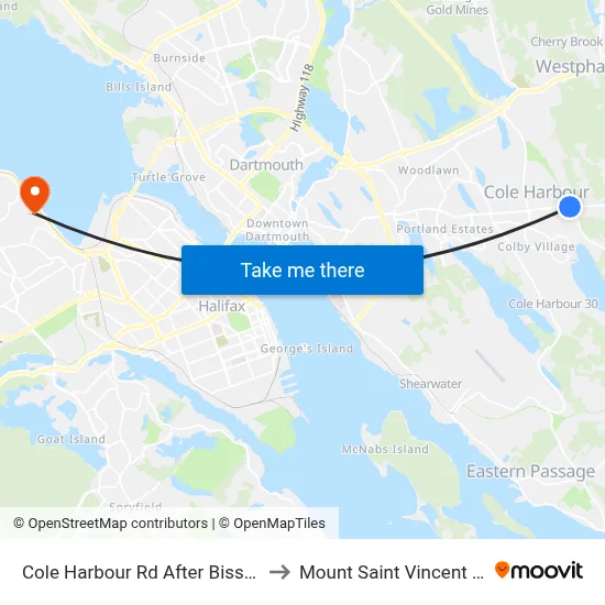 Cole Harbour Rd After Bisset Rd (8759) to Mount Saint Vincent University map