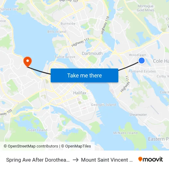 Spring Ave After Dorothea Dr (8326) to Mount Saint Vincent University map