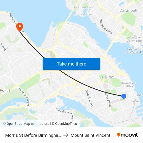Morris St Before Birmingham St (7247) to Mount Saint Vincent University map