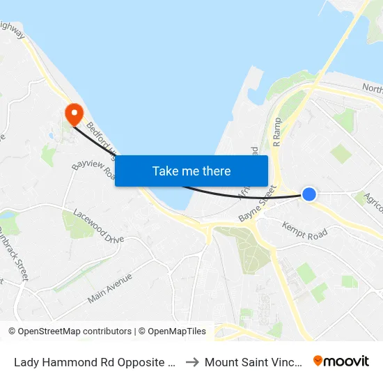 Lady Hammond Rd Opposite Basinview Dr (7088) to Mount Saint Vincent University map