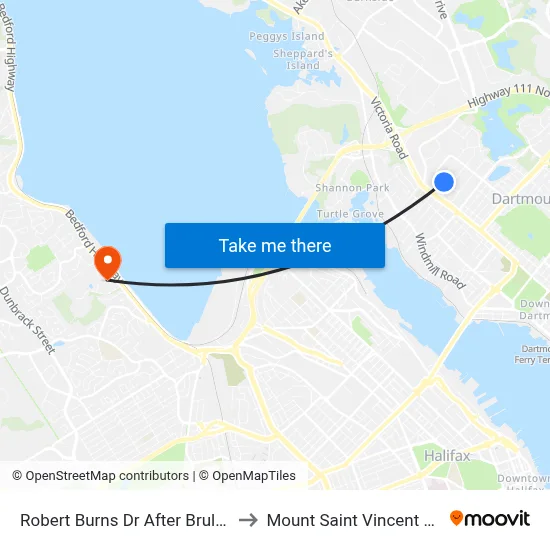 Robert Burns Dr After Brule St (8176) to Mount Saint Vincent University map