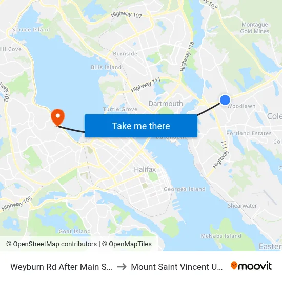 Weyburn Rd After Main St (8483) to Mount Saint Vincent University map