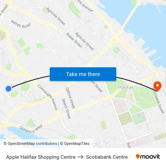 Apple Halifax Shopping Centre to Scotiabank Centre map