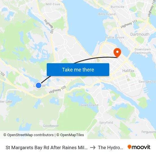 St Margarets Bay Rd After Raines Mill Rd (2328) to The Hydrostone map