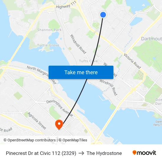 Pinecrest Dr at Civic 112 (2329) to The Hydrostone map