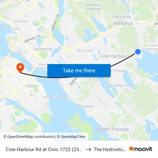 Cole Harbour Rd at Civic 1722 (2343) to The Hydrostone map