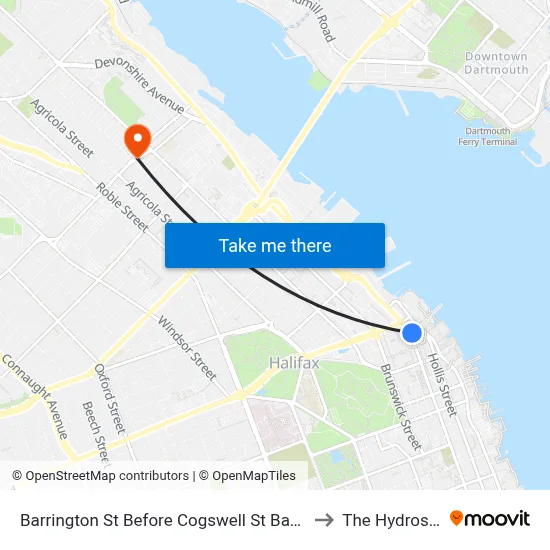 Barrington St Before Cogswell St  Bay 2 (2348) to The Hydrostone map