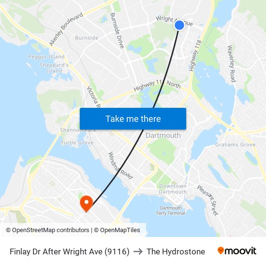 Finlay Dr After Wright Ave (9116) to The Hydrostone map