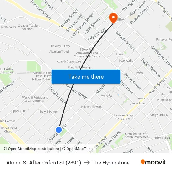 Almon St After Oxford St (2391) to The Hydrostone map