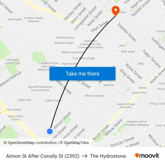 Almon St After Conolly St (2392) to The Hydrostone map