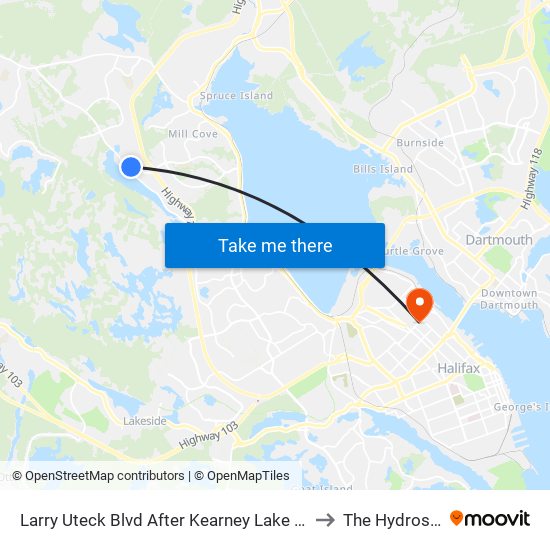 Larry Uteck Blvd After Kearney Lake Rd (6298) to The Hydrostone map