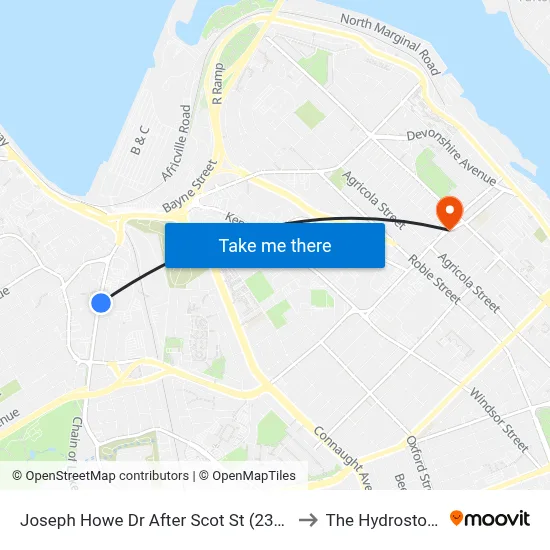 Joseph Howe Dr After Scot St (2325) to The Hydrostone map