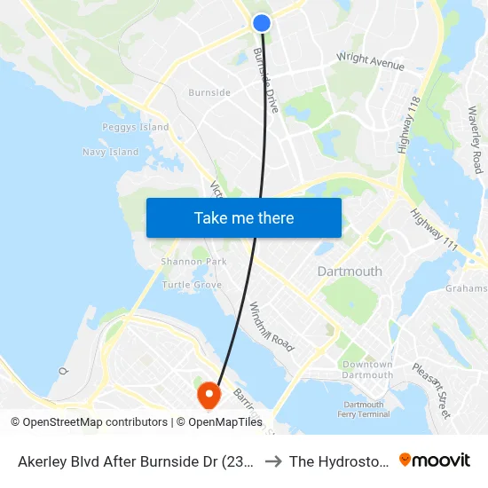 Akerley Blvd After Burnside Dr (2360) to The Hydrostone map
