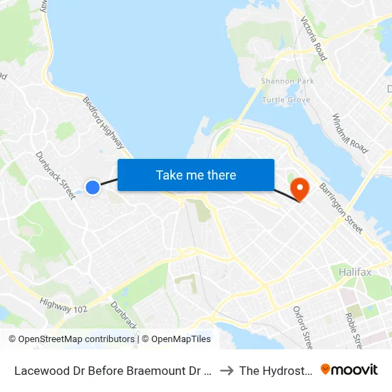 Lacewood Dr Before Braemount Dr (2361) to The Hydrostone map