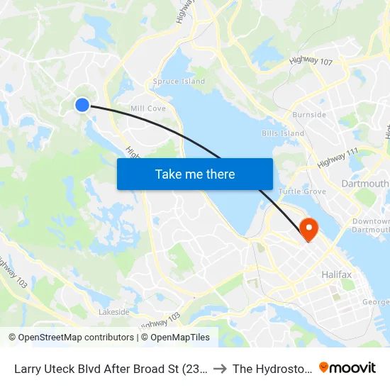 Larry Uteck Blvd After Broad St  (2368) to The Hydrostone map