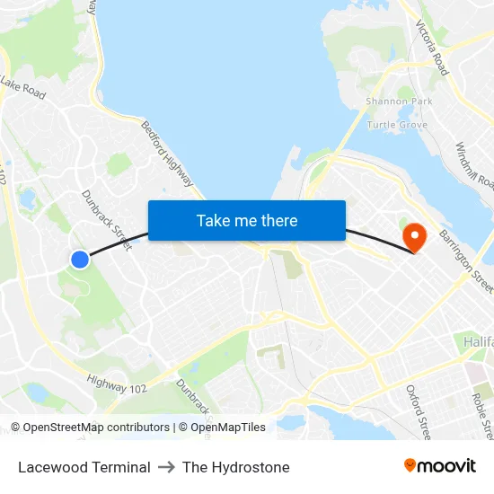 Lacewood Terminal to The Hydrostone map