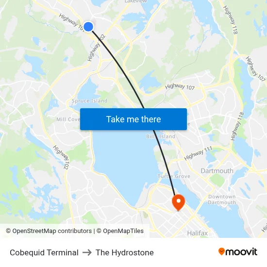 Cobequid Terminal to The Hydrostone map