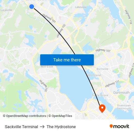 Sackville Terminal to The Hydrostone map