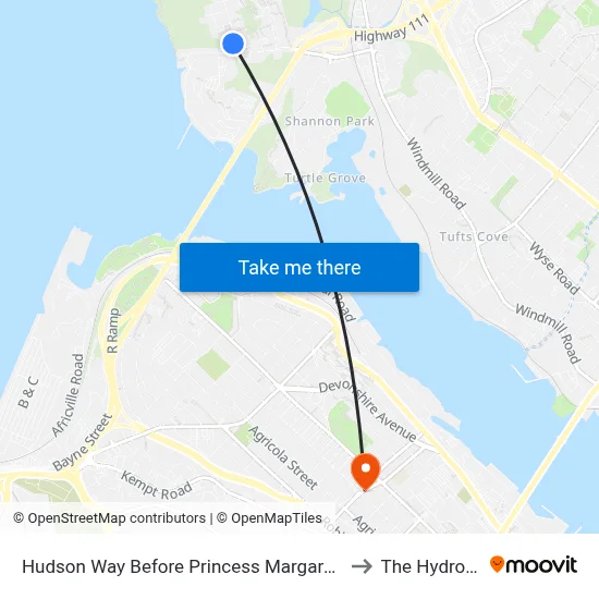 Hudson Way Before Princess Margaret Blvd (2298) to The Hydrostone map