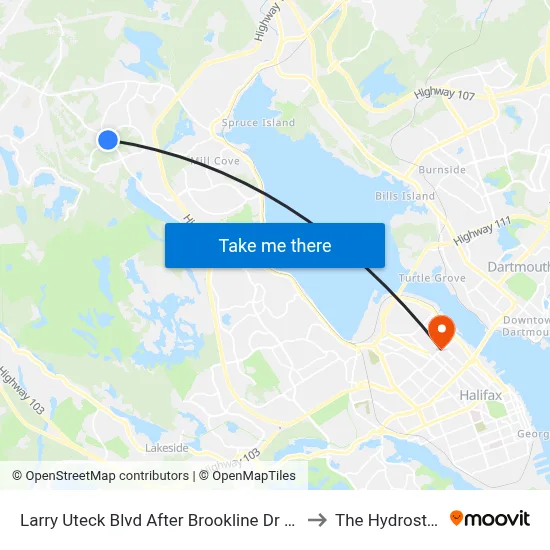 Larry Uteck Blvd After Brookline Dr (2310) to The Hydrostone map