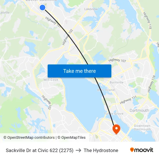 Sackville Dr at Civic 622 (2275) to The Hydrostone map