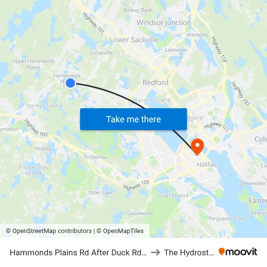 Hammonds Plains Rd After Duck Rd (2277) to The Hydrostone map