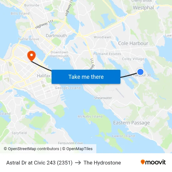 Astral Dr at Civic 243 (2351) to The Hydrostone map