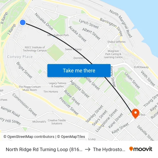 North Ridge Rd Turning Loop (8165) to The Hydrostone map