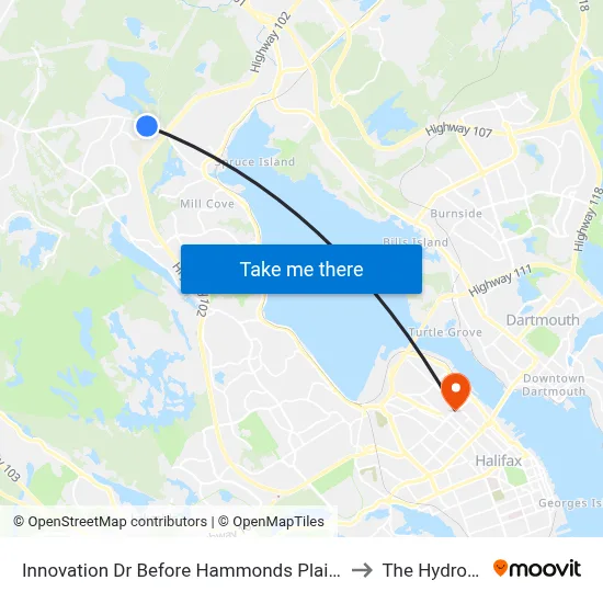 Innovation Dr Before Hammonds Plains Rd (6971) to The Hydrostone map