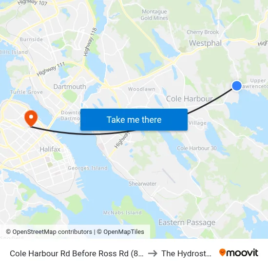 Cole Harbour Rd Before Ross Rd (8760) to The Hydrostone map