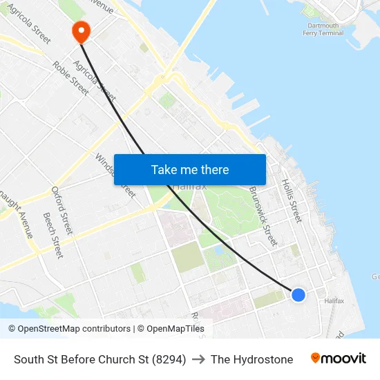 South St Before Church St (8294) to The Hydrostone map