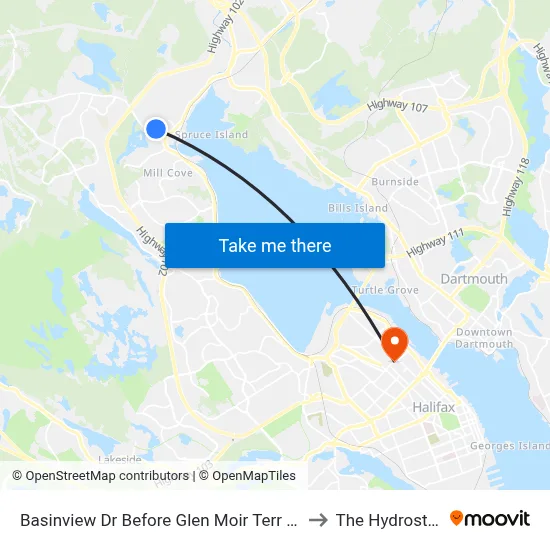 Basinview Dr Before Glen Moir Terr (6140) to The Hydrostone map