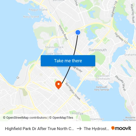 Highfield Park Dr After True North Cr (6927) to The Hydrostone map