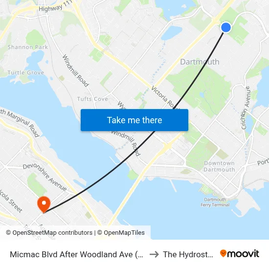 Micmac Blvd After Woodland Ave (7214) to The Hydrostone map