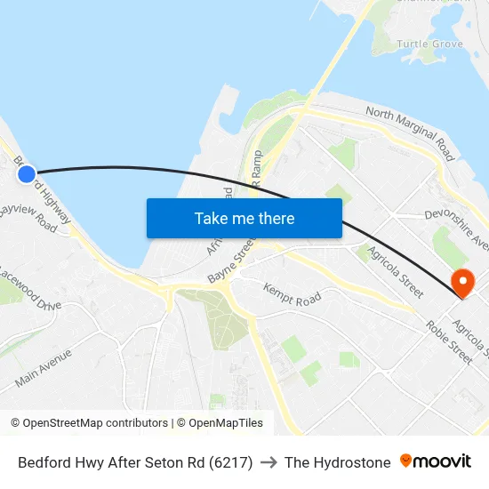Bedford Hwy After Seton Rd (6217) to The Hydrostone map