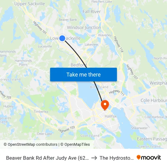 Beaver Bank Rd After Judy Ave (6212) to The Hydrostone map
