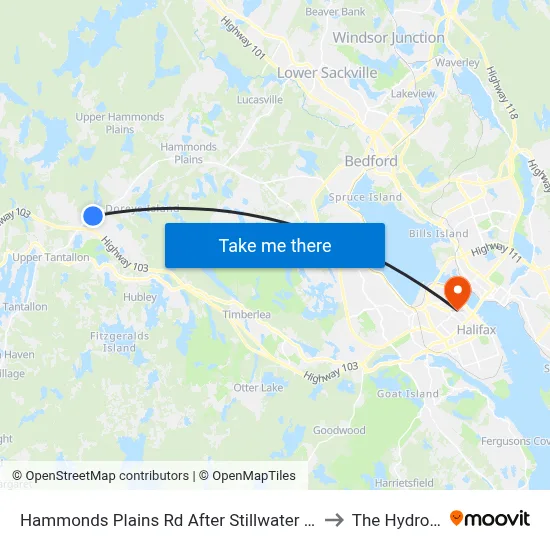 Hammonds Plains Rd After Stillwater Lake Dr (6815) to The Hydrostone map