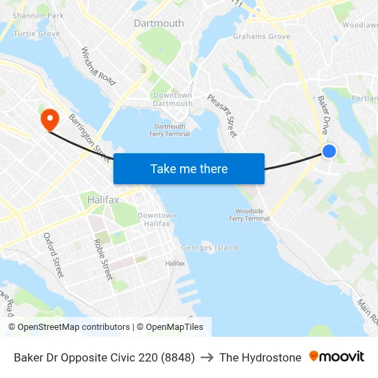 Baker Dr Opposite Civic 220 (8848) to The Hydrostone map