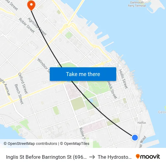Inglis St Before Barrington St (6963) to The Hydrostone map