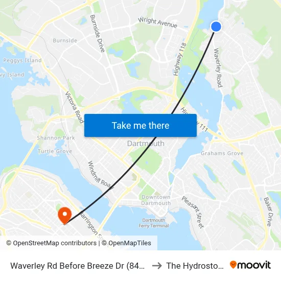 Waverley Rd Before Breeze Dr (8446) to The Hydrostone map